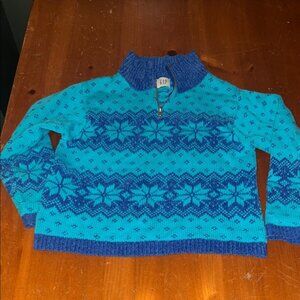 GAP Teal and Navy Knit Kids Winter Sweater